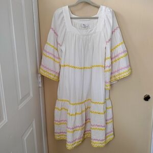 Lisa Marie Fernandez x Target Ric Rac Linen Blend Dress Pockets Artsy Vacation